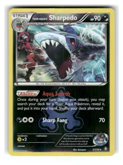 Team Aqua's Sharpedo 21/34 Holo Rare Double Crisis Pokemon Reverse Holo LP - Image 1