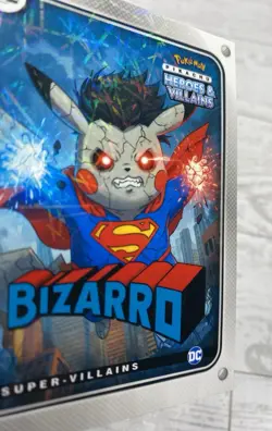 Pikachu as Bizarro #161 Lazer Holo DC Heroes & Villains (Non-Pokemon Fan Art) - Image 4