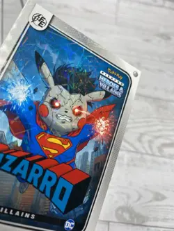 Pikachu as Bizarro #161 Lazer Holo DC Heroes & Villains (Non-Pokemon Fan Art) - Image 5