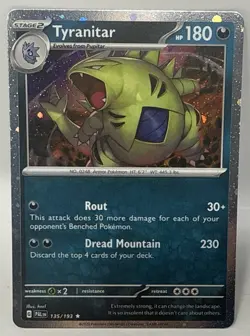 Pokemon Tyranitar Cosmos Holo 135/193 PAL Paldea Evolved NM - Image 2