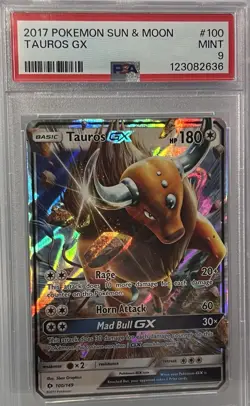 2017 Pokemon Sun & Moon #100 Tauros Gx PSA 9 - Image 1