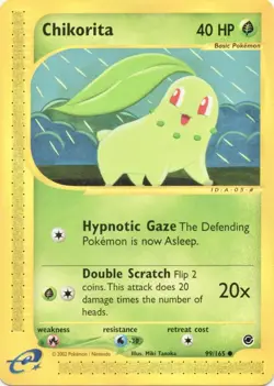 1x Chikorita - 99/165 - Common Lightly Played Pokemon G2 - Expedition - Image 1
