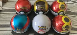 6 x Pokemon TCG Pokeball Tins - Pokeball Ball - 18 Booster Packs Factory Sealed - Image 1