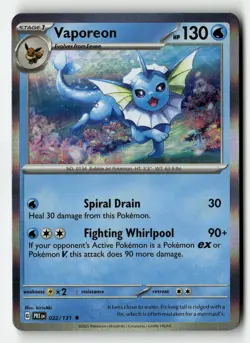 Vaporeon 022/131 Rare Prismatic Evolutions Pokemon Holo Near Mint - Image 1