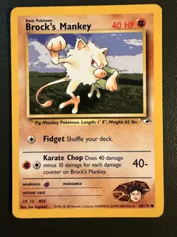 Pokemon TCG Brock's Mankey 68/132 Gym Heroes WOTC LP - Image 1