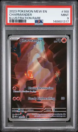 2023 POKEMON MEW EN-151 ILLUSTRATION RARE #168 CHARMANDER PSA 9 - Image 1