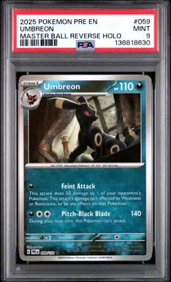 Umbreon Pokemon Prismatic Evolutions 059 Masterball NM PSA 9 - Image 1