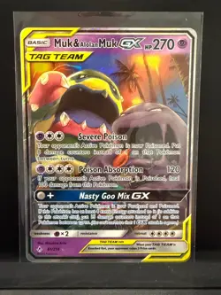 Muk & Alolan Muk GX Ultra Rare SM Unbroken Bonds 61/214 Psychic Holofoil Pokemon - Image 1