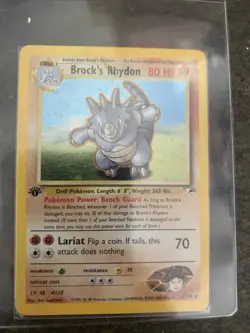 Pokemon TCG Brock's Rhydon Gym Heroes 2/132 Holo Unlimited Holo Rare - Image 1