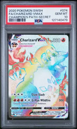 2020 POKEMON SWORD & SHIELD CHAMP'S PATH SECRET FULL ART/CHARIZARD VMAX PSA 10 - Image 1
