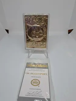 Jigglypuff 1999 Burger King 23k Gold Plated Card - COA - Image 1