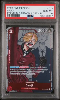 2023 ONE PIECE PREMIUM BANDAI PREMIUM CARD COLLECTION 25TH #013 SANJI PSA 10 - Image 1