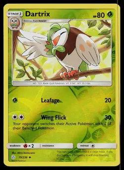 Pokemon Card Cosmic Eclipse Dartrix 19/236 Uncommon Reverse Holo - Image 1