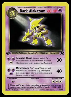 Pokemon Card Team Rocket Dark Alakazam 18/82 1st Edition Rare - Image 1