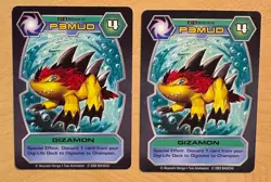 2 Digimon D-Tector GIZAMON Cards 2002 Bandai, DT-6, Rookie, P3MUD - Image 1