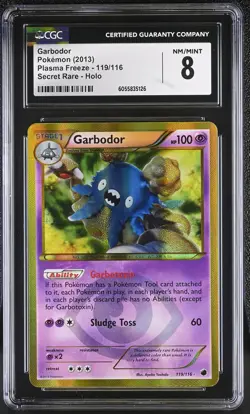 CGC 8 Garbodor 2013 Plasma Freeze 119/116 Secret Rare Holo Pokemon Card psa - Image 1