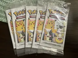 Pokemon 25th Anniversary General Mills Cereal 5 SEALED PACKS 3 Cards Per Pack! - Image 1