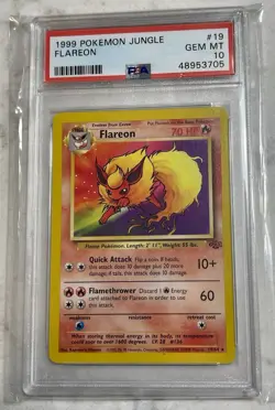 Pokemon 1999 Jungle Flareon 19/64 PSA 10 Rare Unlimited Holo Wizards - Image 1