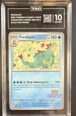 POKEMON FERALIGATR 213 SV PROMO ILLUSTRATION CONTEST HP 180 TAG 10 - Image 1
