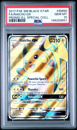 PSA 10 Gem Mint 2017 POKEMON SM BLACK STAR PROMO #SM90 FULL ART/RAICHU - Image 1