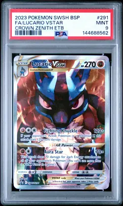 2023 POKEMON SWSH BLACK STAR PROMO #291 FULL ART/LUCARIO VSTAR PSA 9 - Image 1