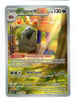 2023 Pokemon Scarlet & Violet Mabosstiff Holo Secret Rare NM #SVI 218/198 - Image 1