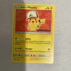 Pokemon Ash's Pikachu SM109 Sun & Moon Promo Thunder 70HP Regular English - Image 1