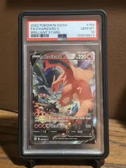 2022 POKEMON SWORD & SHIELD BRILLIANT STARS #154 FULL ART/CHARIZARD V PSA 10 - Image 1