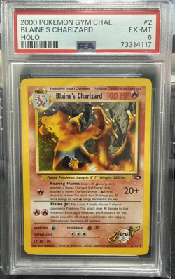 2000 POKEMON GYM CHALLENGE HOLO #2 BLAINE'S CHARIZARD PSA 6 - Image 1