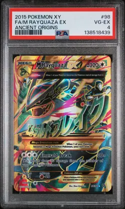 2015 POKEMON XY ANCIENT ORIGINS #98 FULL ART/M RAYQUAZA EX PSA 4 - Image 1