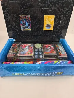 Pokemon TCG Mega Charizard X ex Ultra Premium Box UPC COMPLETE, OPENED BX DMG - Image 1