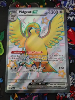 Pokemon TCG - Paldean Fates - Pidgeot EX 221/091 Full Art Shiny Holo Rare NM - Image 1