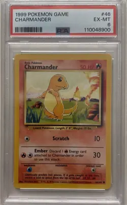 1999 Pokemon Charmander Base Set 046/102 PSA 6 - Image 1