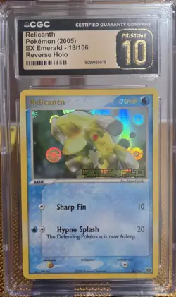 Pokemon 2005 Emerald Relicanth #18 Reverse Holo Stamped CGC Pristine 10 - Image 1