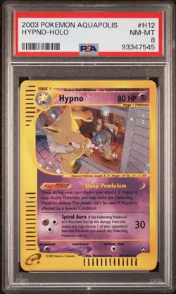 2003 Pokemon Aquapolis Hypno Holo #H12 PSA 8 NM-MT - Image 1