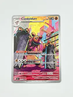 Pokemon Conkeldurr Illustration Rare Holo Sv: Black Bolt 127/086 HP 140 BUF - Image 1