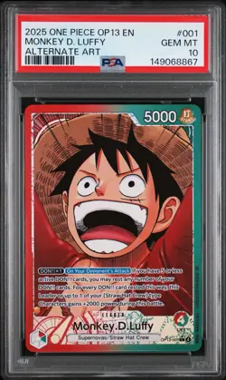 One Piece CCG Monkey.D.Luffy Alternate Art OP13-001 PSA 10 Gem Mint - Image 1
