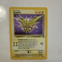 Pokemon Zapdos Fossil Holo Rare 15/62 Unlimited 80 HP English Card 1999 - Image 1