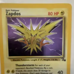 Pokemon Zapdos Fossil Holo Rare 15/62 Unlimited 80 HP English Card 1999 - Image 2