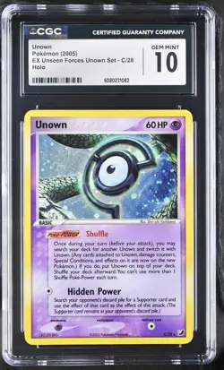 CGC 10 GEM MINT Unown 2005 EX Unseen Forces C/28 Holo Pokemon Card - Image 1