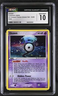 CGC 10 GEM MINT Unown 2005 EX Unseen Forces Unown Set G/28 Holo Pokemon Card - Image 1