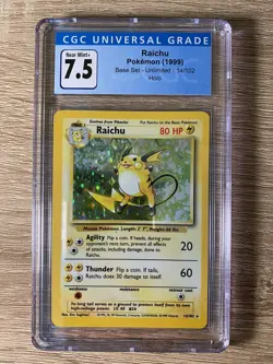 Pokemon Raichu Holo 14/102 – Base Set Unlimited – CGC 7.5 NM - Image 1