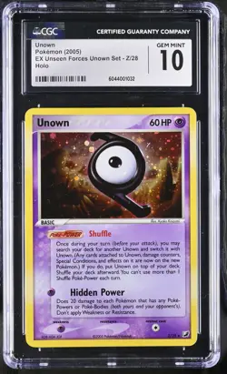 CGC 10 GEM MINT Unown 2005 EX Unseen Forces Unown Set Z/28 Holo Pokemon Card - Image 1