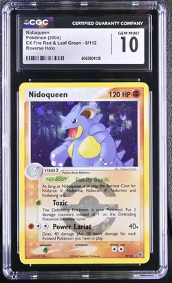 CGC 10 Nidoqueen EX Fire Red & Leaf Green 9/112 Reverse Holo Pokemon Card - Image 1