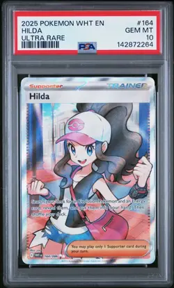 2025 POKEMON WHT EN-WHITE FLARE ULTRA RARE #164 HILDA PSA 10 - Image 1