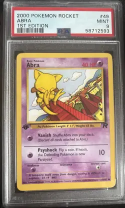 2000 Pokemon Rocket #49 Abra 1st Edition PSA 9 - Image 1