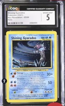 Pokemon CGC 5 Shining Gyarados Neo Revelation 65/64 Secret Rare Holo 2001 - Image 3