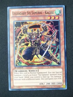 Legendary Six Samurai - Kageki SDWA Super Rare - Yugioh Card #1TF - Image 1