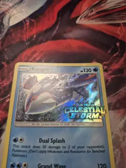 Kyogre SM129 (Prerelease) Holo Sun & Moon Celestial Storm Black Star Promo LP - Image 2