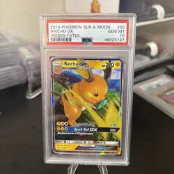 2019 Pokemon Sun & Moon Hidden Fates Raichu GX #20 PSA 10 - Image 1